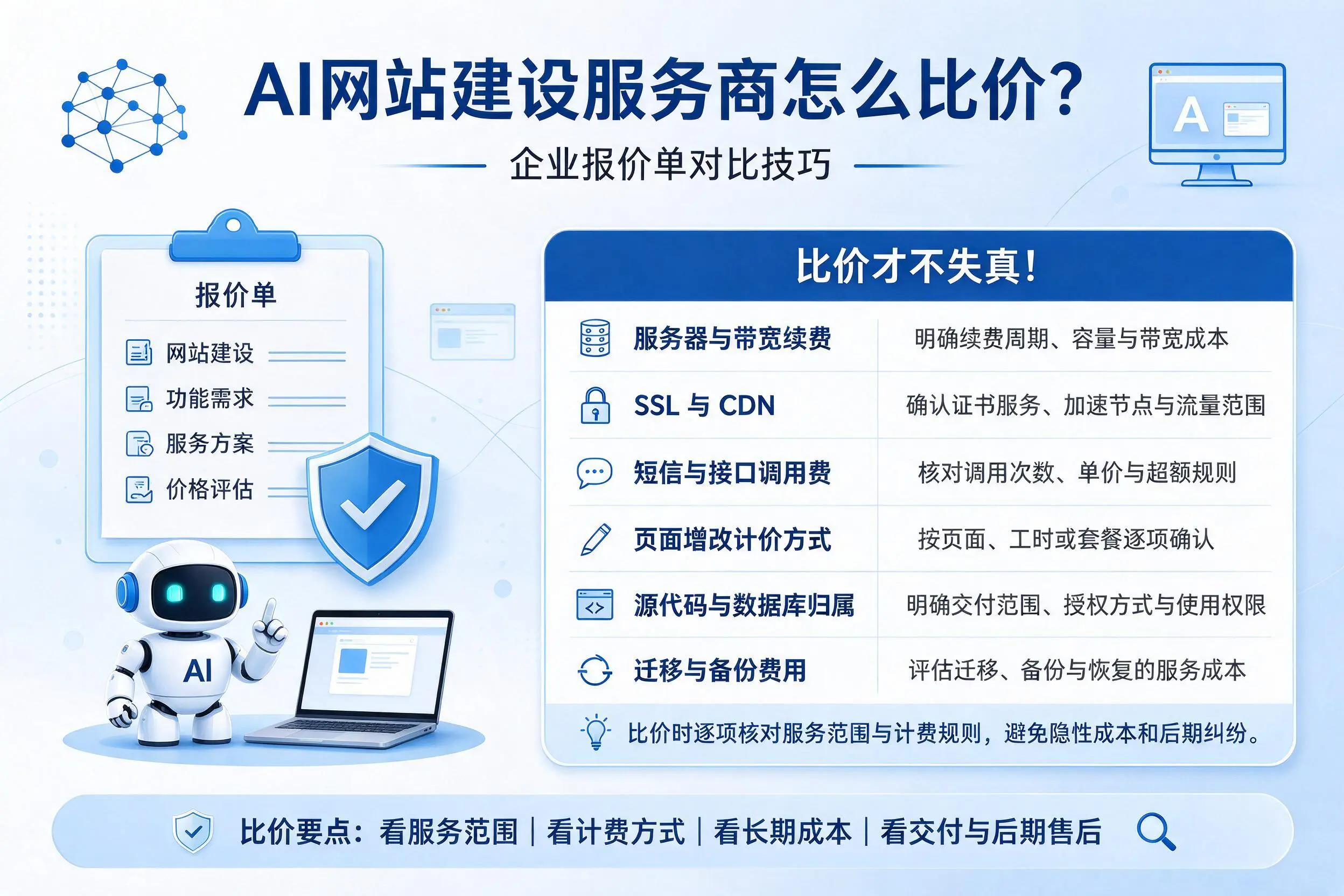 AI网站建设服务商怎么比价？临汾企业报价单对比技巧