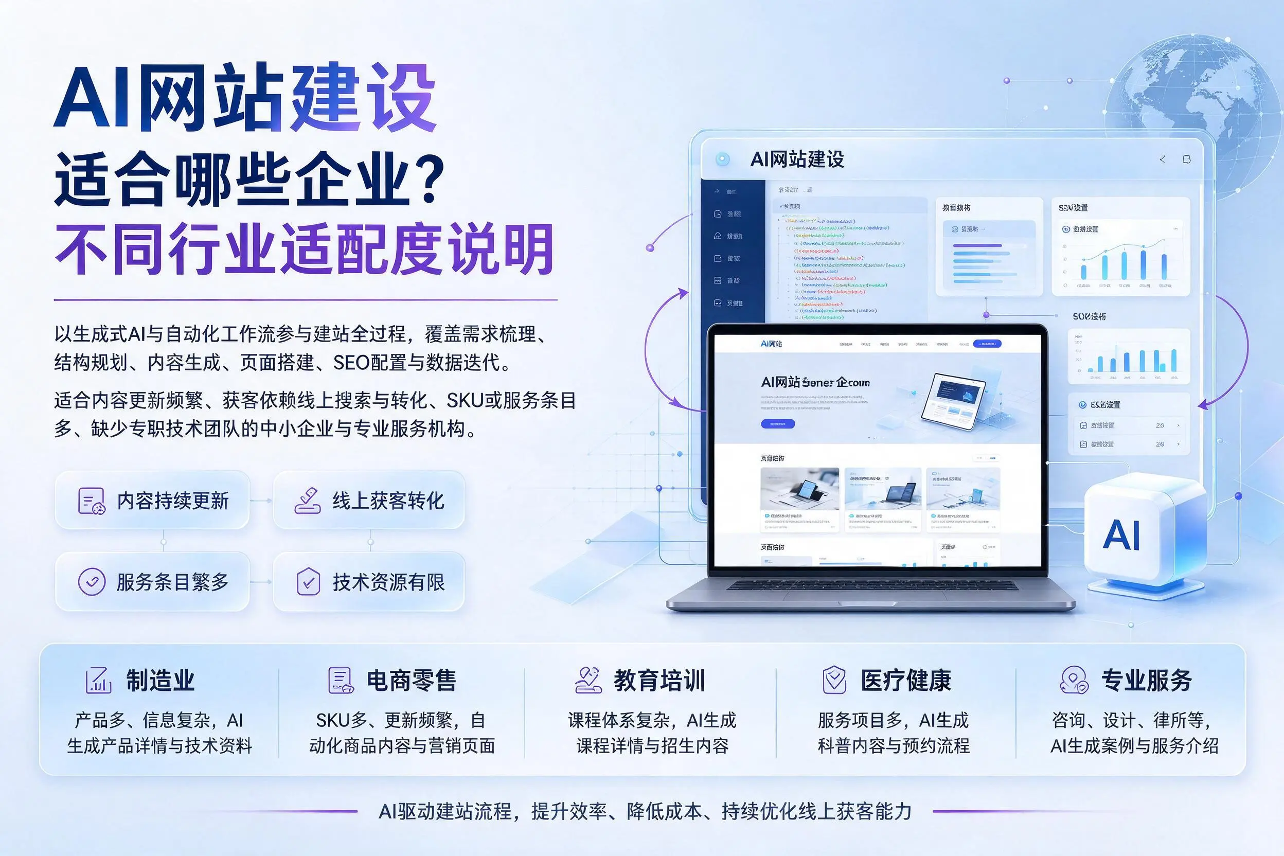 AI网站建设适合哪些企业?临汾不同行业适配度说明